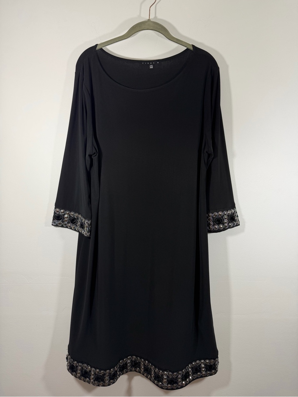 Tiana B Embellished Black Women's Dress - Elegant Scoop Neck